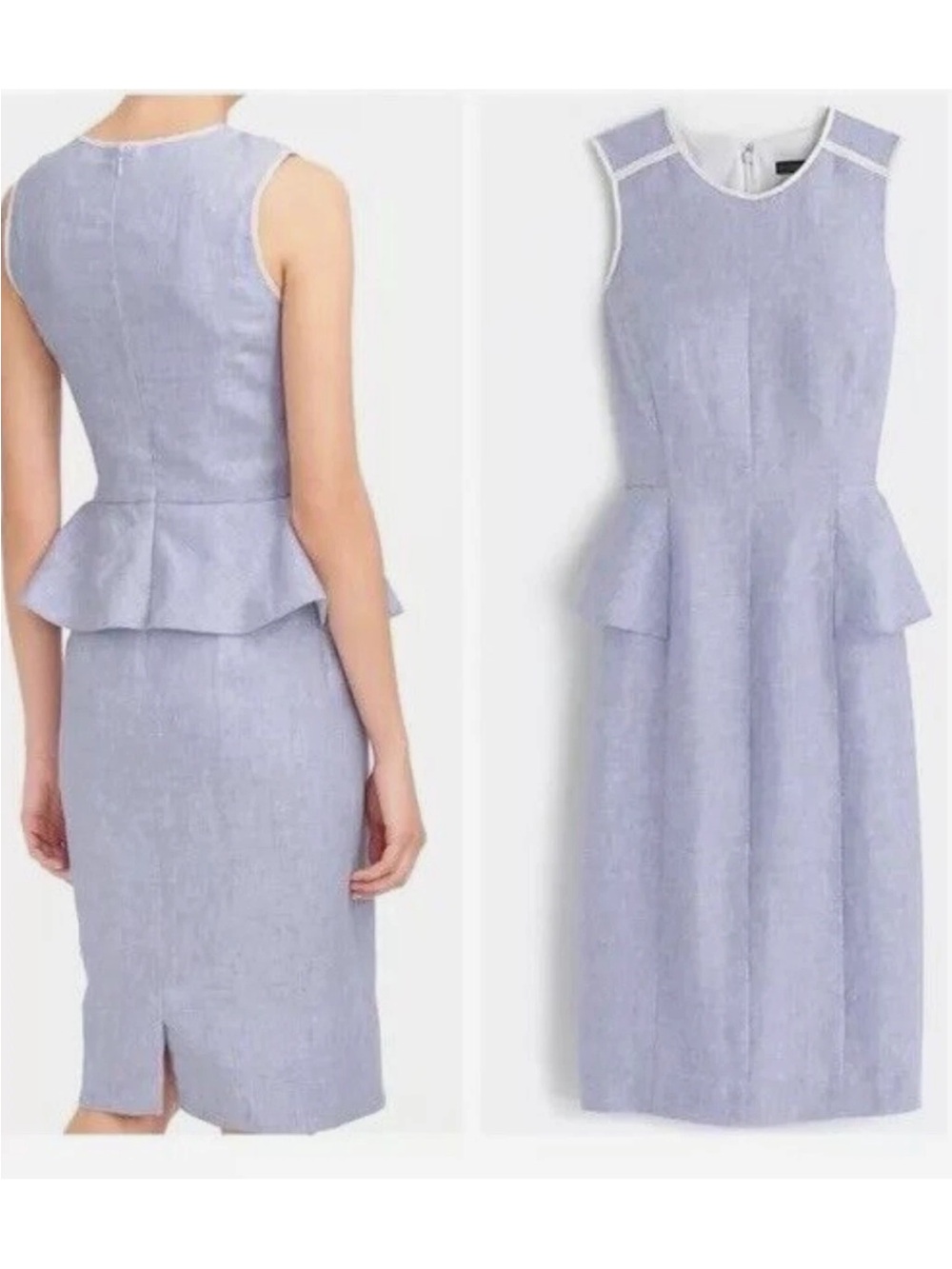 J. Crew Sleeveless Peplum Midi Dress in Light blue